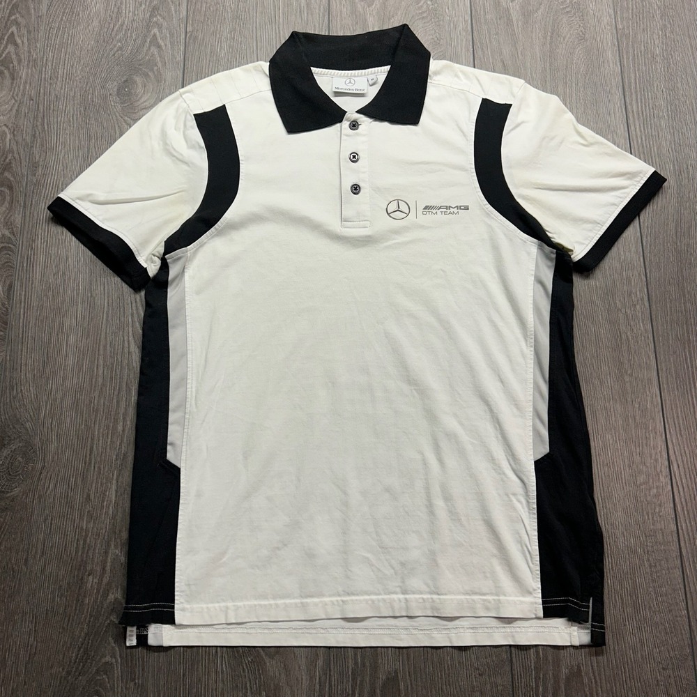 Mercedes-Benz AMG DTM Team Polo Shirt Mens Medium White Black Racing Sport 9943